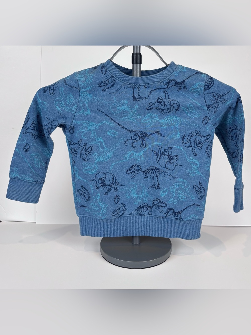 Cat & Jack Toddler Boys Blue Dinosaur Skeleton Print Sweatshirt Size 3T